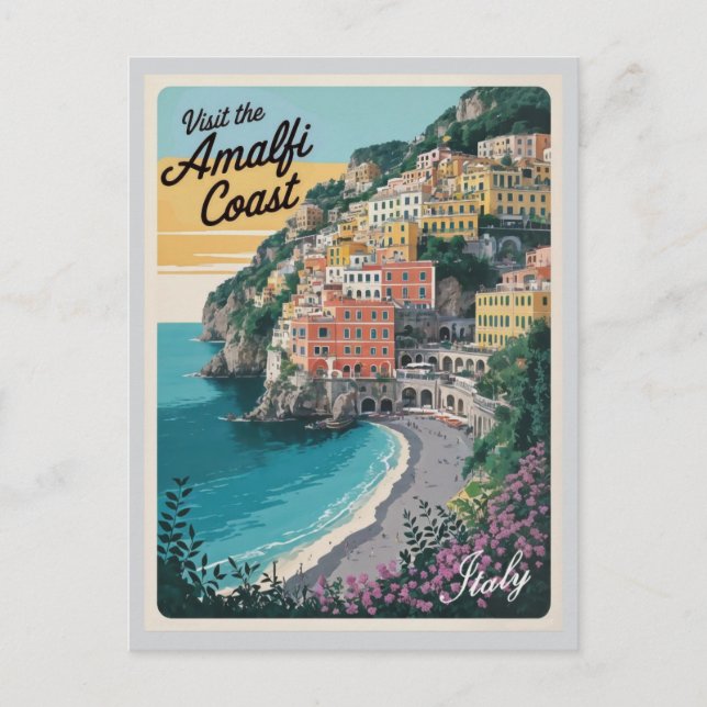 Amalfi Küste Vintag Italien Reisen Postkarte (Vorderseite)