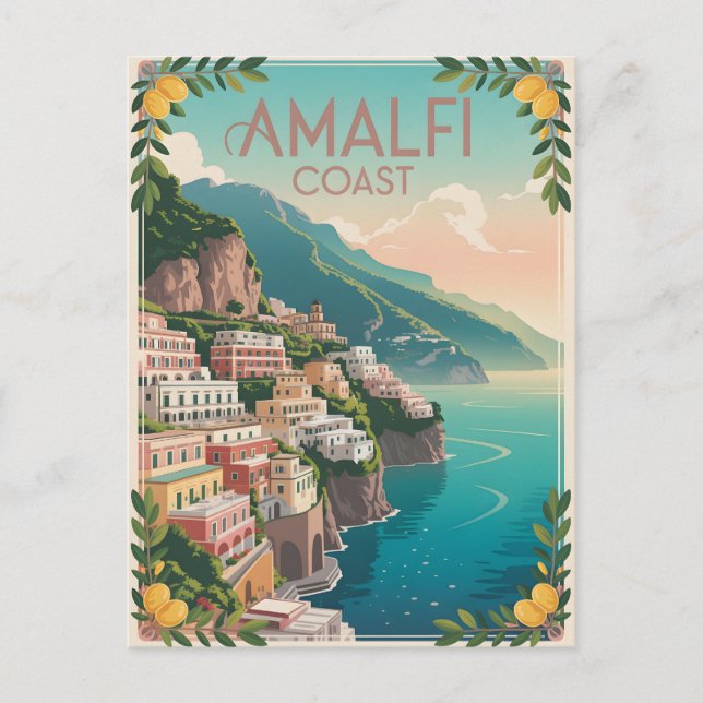 Amalfi Küste Vintag Postkarte (Vorderseite)