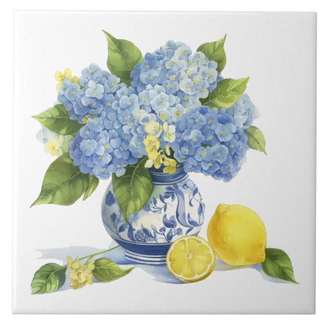 Amalfi Küste Wasserfarbe Mittelmeerlemon Fliese (Vorderseite)
