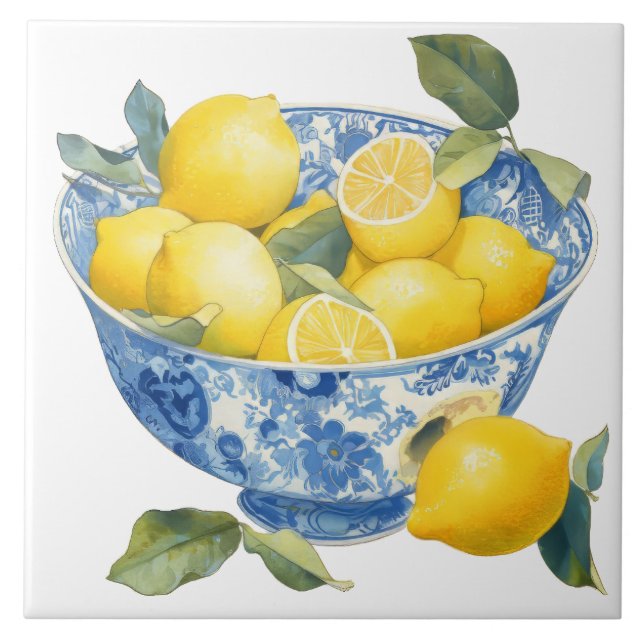 Amalfi Küste Wasserfarbe Mittelmeerlemon Fliese (Vorderseite)