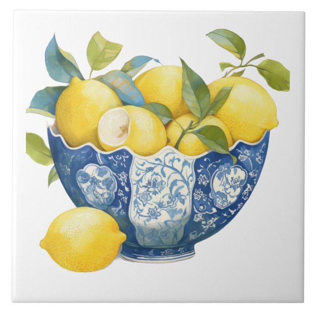 Amalfi Küste Wasserfarbe Mittelmeerlemon Fliese (Vorderseite)