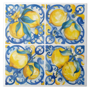 Amalfi Küste Wasserfarbe Mittelmeerlemon Fliese