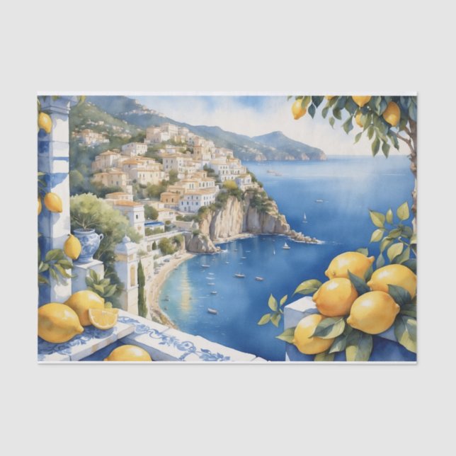 Amalfi Küste Zitronen Mittelmeerblick Seidenpapier (Vorderseite)