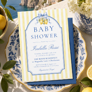 Amalfi-Küsten Blaues Schleifen-Limonen-Baby-Party Einladung