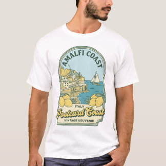 Amalfi-Küsten-Postkarten-T-Shirt – Vintage-Italien T-Shirt
