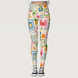 Amalfi-Küsten-Sommer-Mittelmeer-Muster Leggings