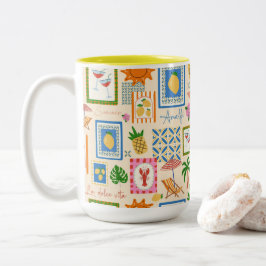 Amalfi-Küsten-Sommer-Mittelmeer-Muster Zweifarbige Tasse