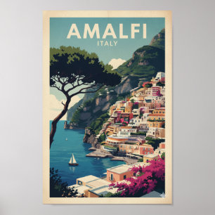 Amalfi-Küsten-Vintage-Plakat – Positano Retro-Druc Poster