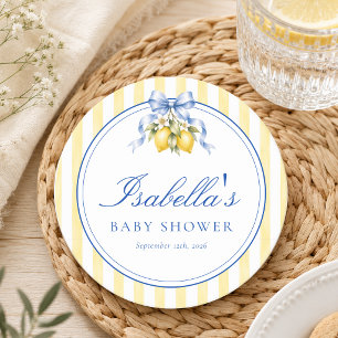 Amalfi-Küsten-Zitrone Genderneutrale Babyparty Runder Pappuntersetzer