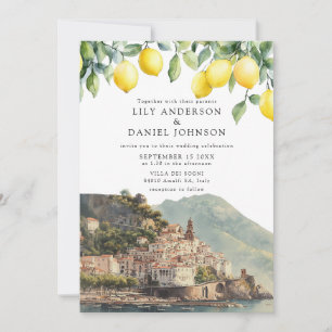 Amalfi-Küsten Zitronen Italien Foto Hochzeit Einladung