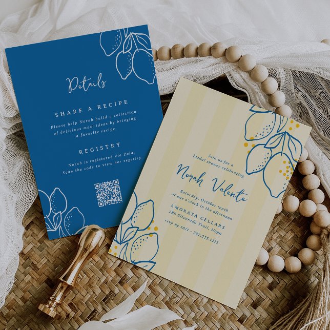 Amalfi Lemon All-in-One Handwritten Bridal Shower Einladung (Von Creator hochgeladen)