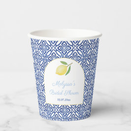 Amalfi Lemons Arch Shape Blue Tiles Brautparty Pappbecher