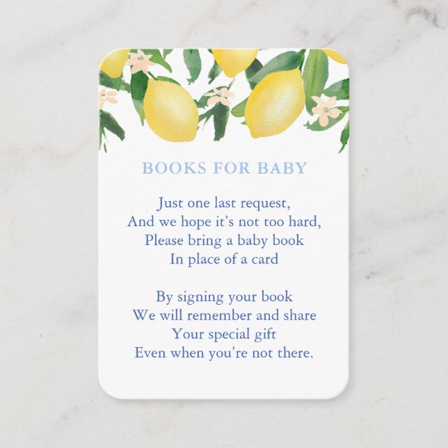 Amalfi Lemons bauen Baby Boy's Library Baby Shower Begleitkarte (Vorderseite)