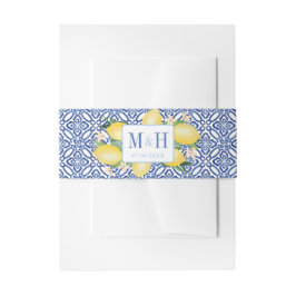 Amalfi Lemons Blue White Tiles Wedding Einladungsbanderole