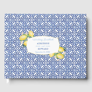 Amalfi Lemons Mediterranean Blue Tiles Wedding Gästebuch