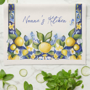 Amalfi Lemons Mediterranes Blau und Gelb Zitrone Geschirrtuch