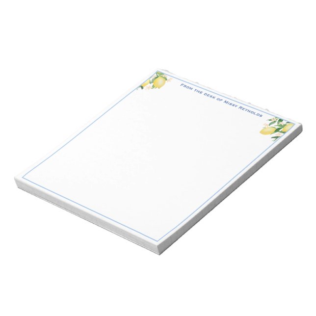 Amalfi Lemons Powder Blue Personalized Notepad Notizblock (Rotiert)