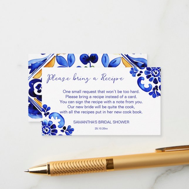 Amalfi Mediterrane italienische Rezepte Begleitkarte (Vorderseite/Rückseite Beispiel)