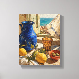 Amalfi-Nachmittag – Mediterrane Stilleben Leinwanddruck
