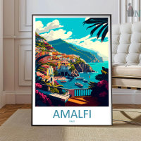 Amalfi Reise Druck, Amalfi Küsten Reiseplakat