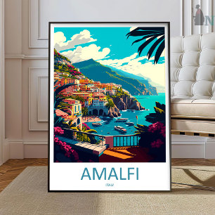 Amalfi Reise Druck, Amalfi Küsten Reiseplakat Poster