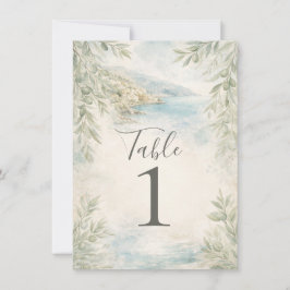 Amalfi Reverie Mediterranean Coastal Table Number Einladung