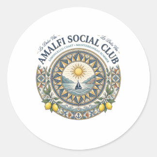 Amalfi Social Club Mittelmeer-Küstenflucht Runder Aufkleber