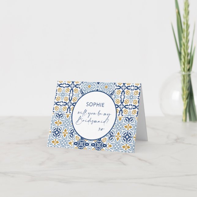 Amalfi Tile Blau gelb wirst du meine Bridesmaid se (Vorderseite)