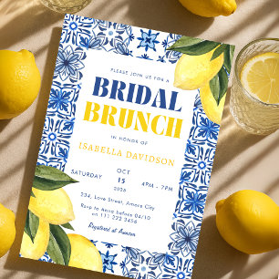 Amalfi Tiles Lemon Mediterranean Bridal Brunch Einladung