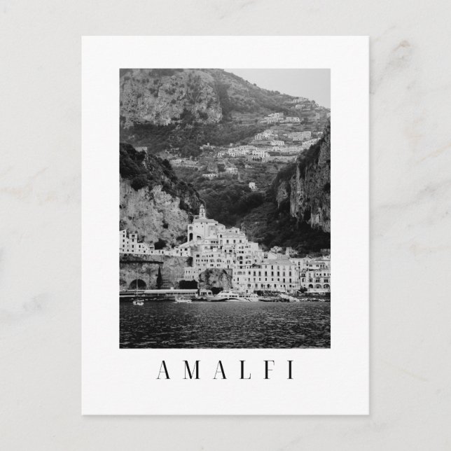 Amalfi town postcard in black and white postkarte (Vorderseite)