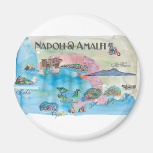 Amalfi und Napoli Italien Vintages Travelposter Magnet