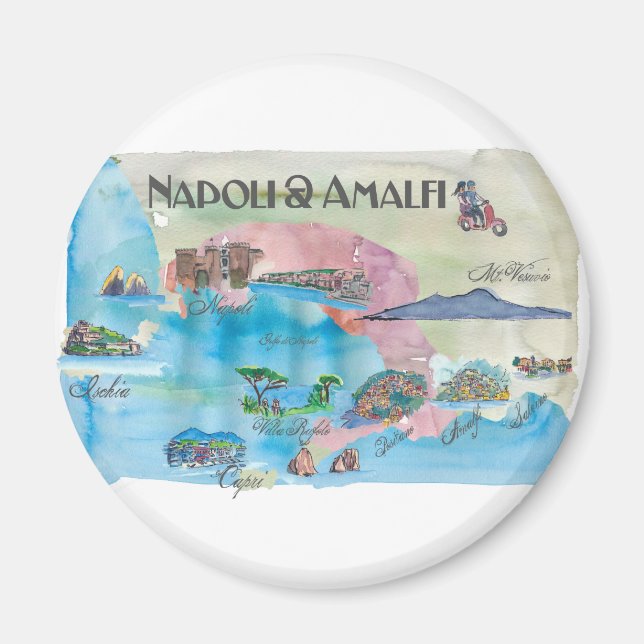 Amalfi und Napoli Italien Vintages Travelposter Magnet (Vorne)