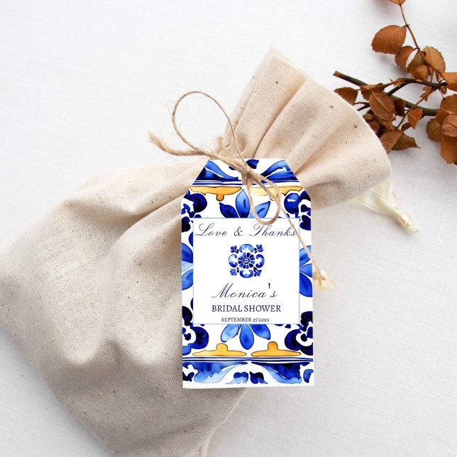 Amalfi Vietri Fliesen Italienisches Brautparty bev Geschenkanhänger (Amalfi Vietri tiles Italian themed  bridal shower favor Gift Tags Majolica Talavero Azulejo tiles)