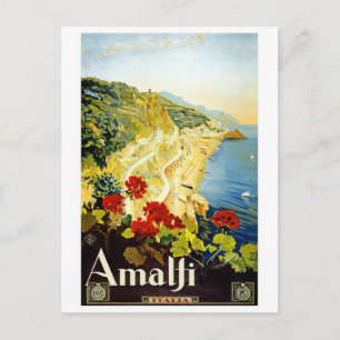 "Amalfi" Vintage Travel Poster Postkarte