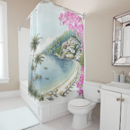 Amalfi Wasserfarbe Duschvorhang