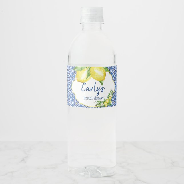 Amalfi Wasserfarbe Lemon Dusche Wasserflaschenetikett (Vorderseite)