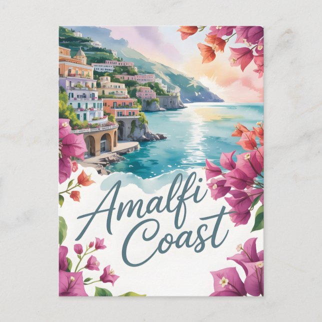 Amalfi Wasserfarbe Postkarte (Vorderseite)