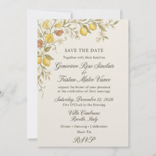 Amalfi-Zitrone & Blüten Elegante Save-the-Date-Kar Einladung