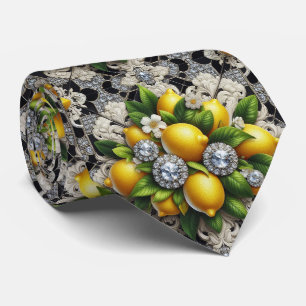 Amalfi-Zitrone Faux-Seide Luxus Art Deco Diamant Krawatte