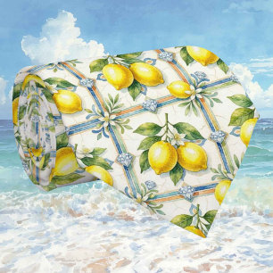 Amalfi-Zitrone-Mittelmeer-Faux-Diamanten-Faux-Seid Krawatte