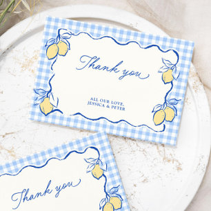 Amalfi-Zitronen-Blau-Gingham Dankeskarte