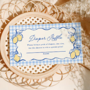 Amalfi-Zitronen-Blau-Gingham-Windel-Raffel-Ticket Begleitkarte