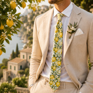 Amalfi-Zitronen-Blumenhochzeit Krawatte