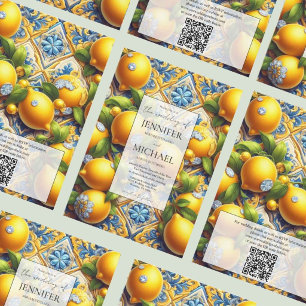 Amalfi Zitronen + Diamanten Luxus QR-Code-Hochze Einladung