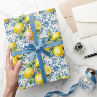 Amalfi-Zitronen, Diamanten und mediterrane Fliesen Geschenkpapier