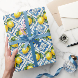 Amalfi-Zitronen, Diamanten und mediterrane Fliesen Geschenkpapier