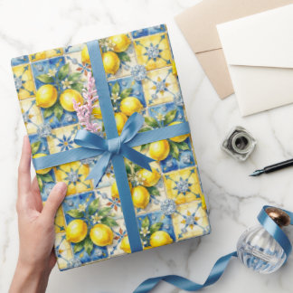 Amalfi-Zitronen, Diamanten und mediterrane Fliesen Geschenkpapier