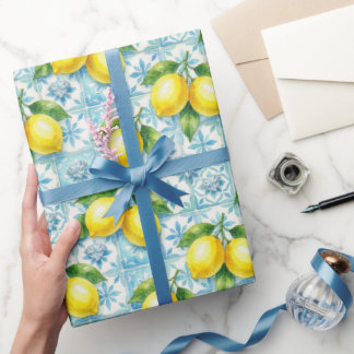 Amalfi-Zitronen, Diamanten und mediterrane Fliesen Geschenkpapier