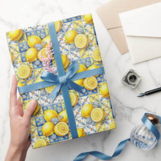 Amalfi-Zitronen, Diamanten und mediterrane Fliesen Geschenkpapier