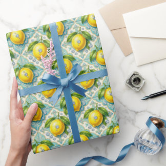 Amalfi-Zitronen, Diamanten und mediterrane Fliesen Geschenkpapier